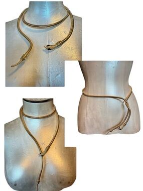 Black Austrian Crystal Serpentine
Necklace Goldtone Multi-Way Statement Piece